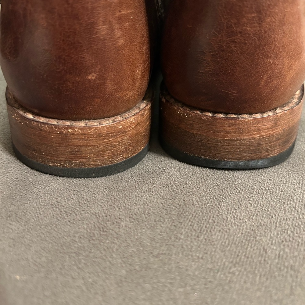 BED STU Becca Buckle Boot Size 6.5 Tan Rustic Leather Dual Zipper Ankle - Picture 5 of 14